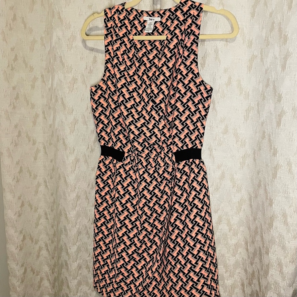Bar III Black and Pink Geometric Mini Dress